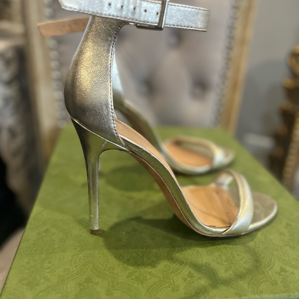 Halston Heritage Metallic Ankle Strap Heels - Picture 2 of 3